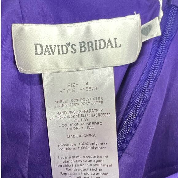 David's Bridal REGENCY Purple Mini Strapless Bandeau Top High Low Chiffon Dress - Picture 6 of 10
